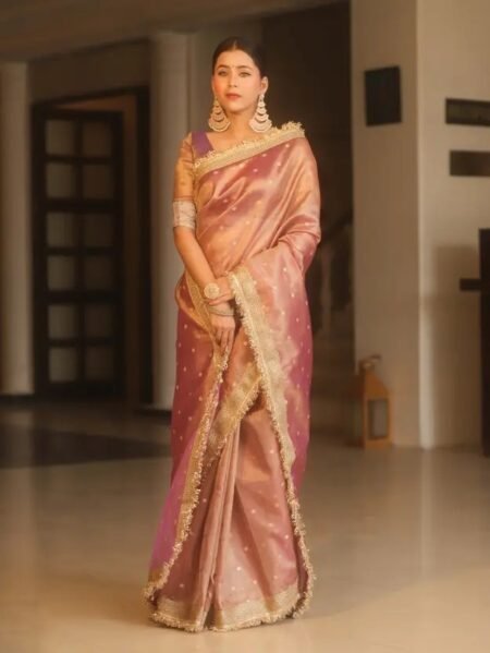 Banarasi Semi Tissue Silk Saree with Lace Border – Premium Festive Elegance