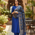 Unstitched Banarasi Soft Katan Silk Plain Suit with Heavy Weaving Jaal Dupatta – Unstitched Dress Material