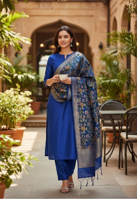 Unstitched Banarasi Soft Katan Silk Plain Suit with Heavy Weaving Jaal Dupatta – Unstitched Dress Material