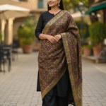 Unstitched Banarasi Soft Katan Silk Plain Suit in Black with Heavy Jaal Weaving Dupatta