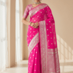 Hot Pink Banarasi Soft Organza Silk Woven Dyeable Saree with Zari Border