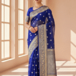 Royal Blue Banarasi Soft Organza Silk Woven Dyeable Saree with Zari Border