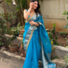 Elegant Turquoise Blue Tissue Silk Woven Kaat Band Work Saree with Premium Lace